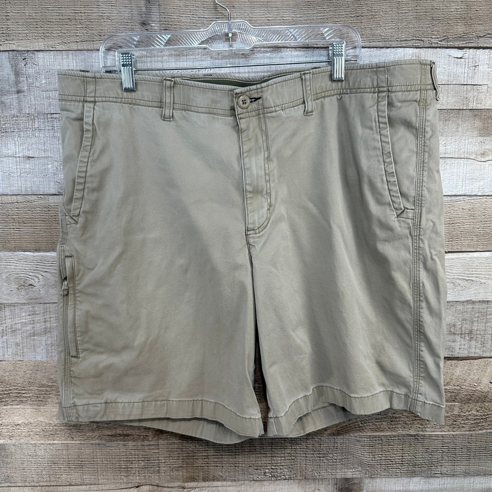 LL Bean Mens Classic Fit Khaki‎ Taupe Cotton Tencel Blend Shorts Size 40W